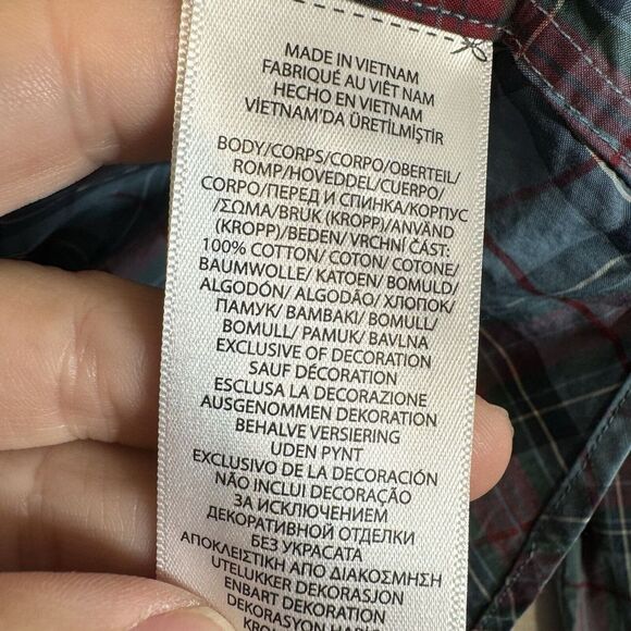 Ralph Lauren Polo Shirt Adult XL Slim Fit Blue Red Pony Button Up Plaid Mens - Picture 6 of 10